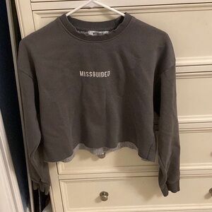 Missguided Gray Cropped Sweatshirt